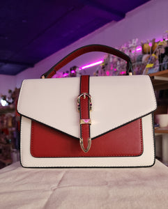 MINI BAG-BOLSA DE MANO BEIGE CON ROJO