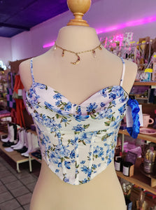 CORSET DISEÑO "FLORES AZULES" TALLA UNICA