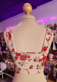 CORSET DISEÑO "FLORES ROJAS Y MOÑOS" PIEZA UNICA