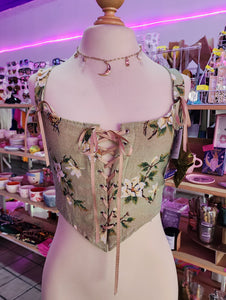 CORSET DISEÑO "FLORES Y MARIPOSAS" PIEZA UNICA