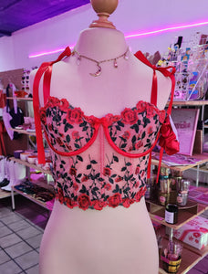 CORSET DISEÑO "ROSAS ROJAS" PIEZA UNICA