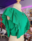 BLUSA CON OLANES "VERDE"