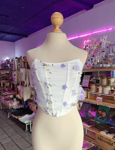 CORSET DISEÑO "FLORES AZULES"