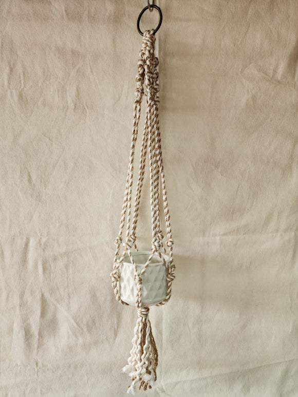 COLGADOR PARA MACETAS MACRAME Y YUTE